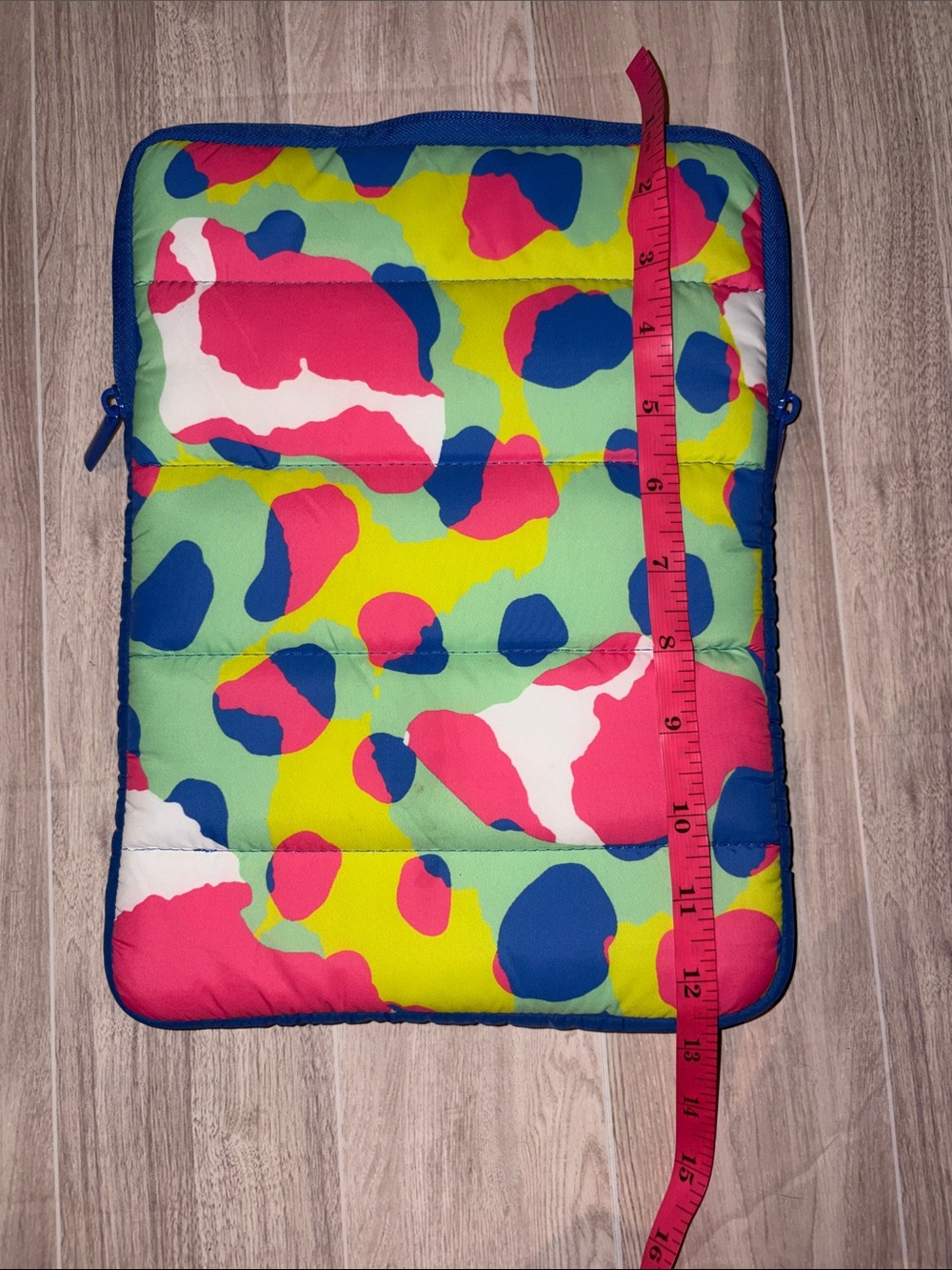 Vibrant Multicolor Padded Tablet Sleeve with Blue Trim